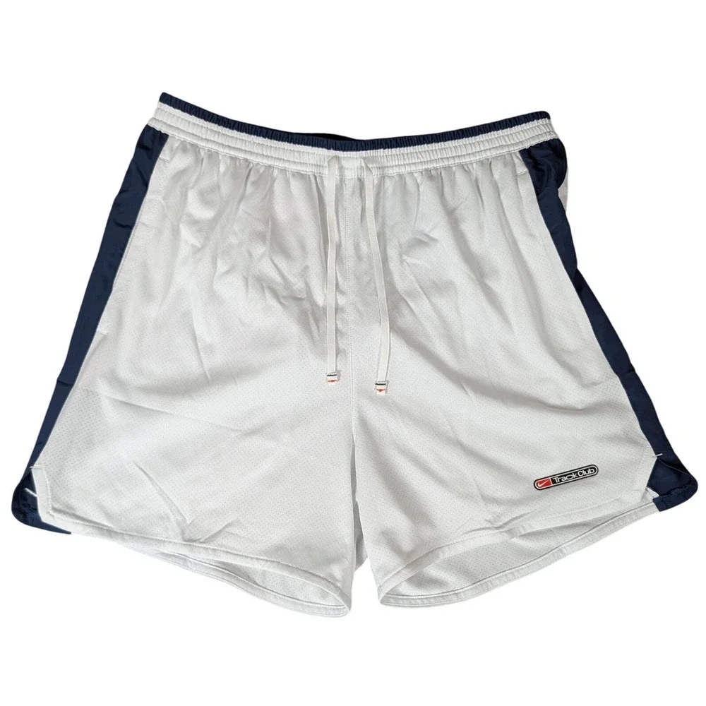 Nike Track Club Dri-FIT Running Shorts White Navy Blue Athletic Mesh Mens M